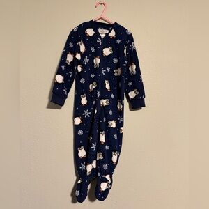 Cozy Navy Penguin Kids Footie Pajamas